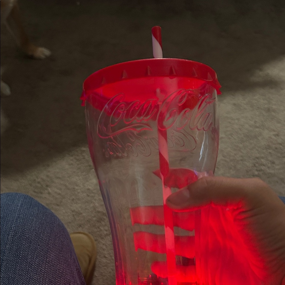 Coca-Cola Clear Cup with Red Lid and Red-White Straw